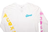 Odyssey History Long Sleeve (White w/ Yellow+Teal+Pink Ink)