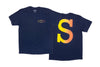 Sunday Big S Tee (Navy with Red/Yellow Fade Ink)