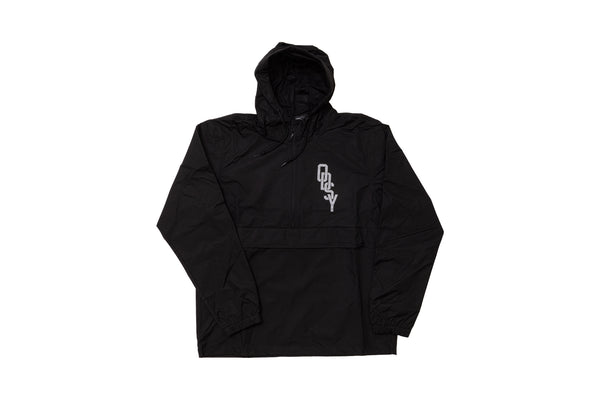 Odyssey Interlock Windbreaker Anorak Jacket (Black with Reflective