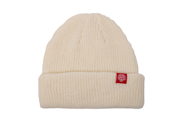 Odyssey Monogram Label Beanie (White with Red Label)