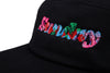 Sunday Classy Scribble 5-Panel Camper Hat (Black w/ Multicolor Embroidery)