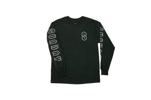 Sunday Cool S Long Sleeve (Forest Green with White Ink) | Full