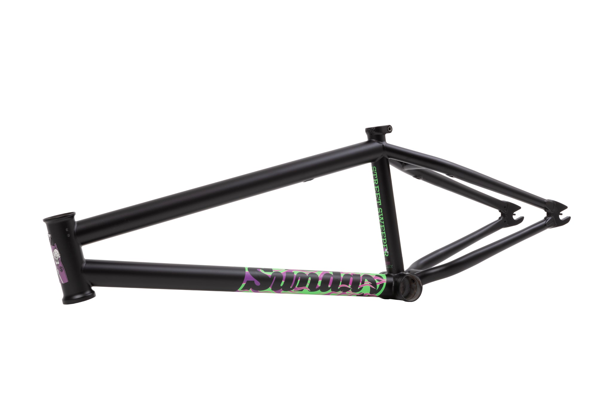 Sunday Street Sweeper Frame (Matte Black w/Purple and Green Flames