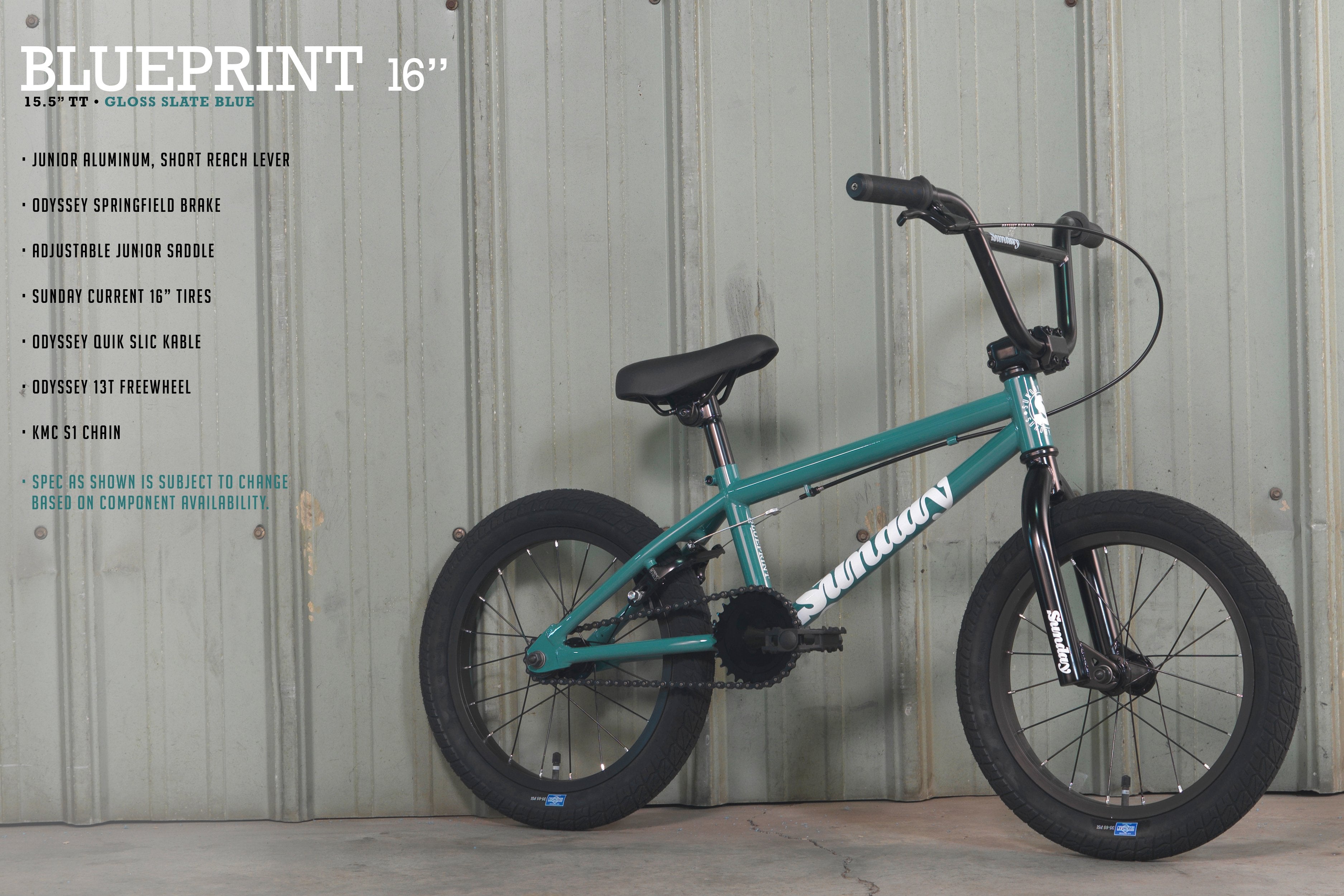 16 inch bmx bicycle Sunday Blueprint 16" (Gloss Slate Blue with 15.5" tt)